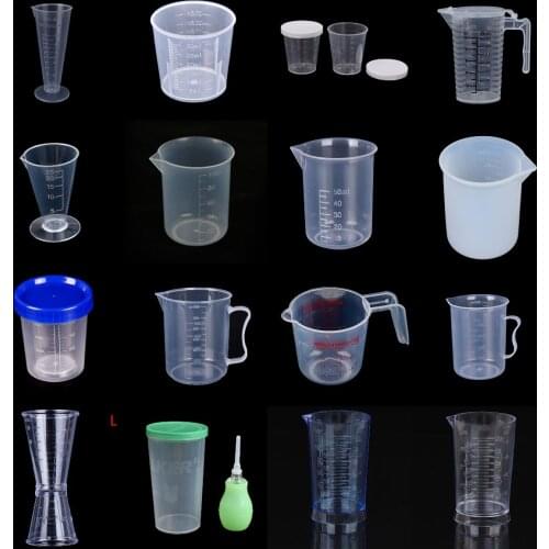 1/2/5/10pcs 20-500ml Clear Plastic Graduated Measuring Cup Transparent Mixing Cups Liquid Handle Container Making Kitchen Tools