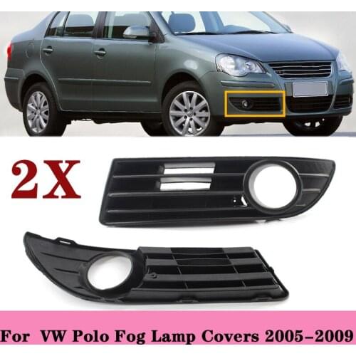 1 Pair Car Front Fog Lamp Light Cover Grille For VW Polo Fog Lamp Covers 2005-2009 6Q0853666G 6Q0853665E