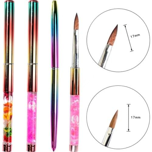 1pc Crystal Acrylic Nail Art Brush Double-Head UV Gel Carving Pen Brush Liquid Powder DIY Nail Drawing Liquid Handle Tools GONJ2