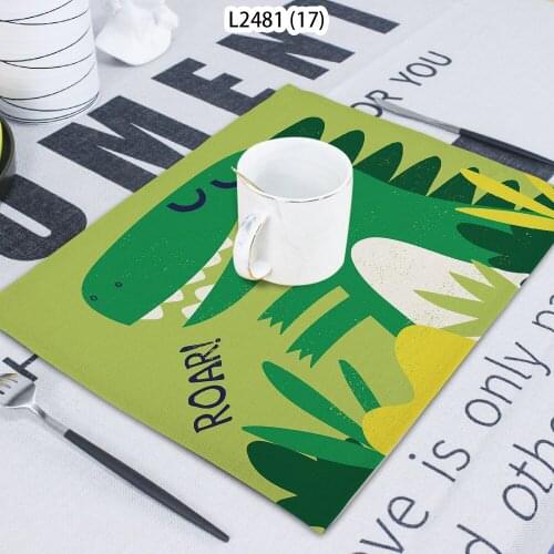 1 Piece Cartoon Pattern Dinosaur Printed Napkin Cloth Home Decoration Table Mat Cloth Tea Towel Coaster 42*32 Servilletas Tela