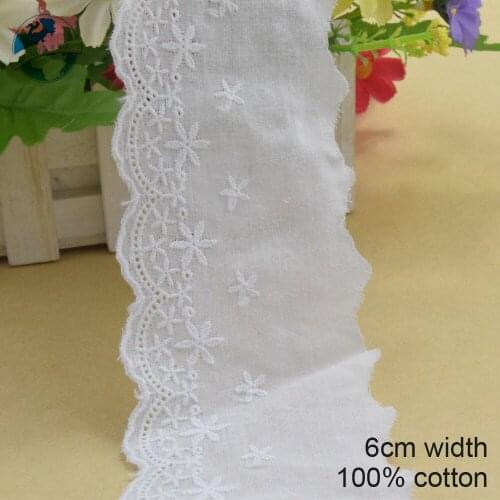 10yards 6cm width 100% cotton embroidery lace french lace ribbon fabric guipure diy trims warp knitting sewing Accessories#3232