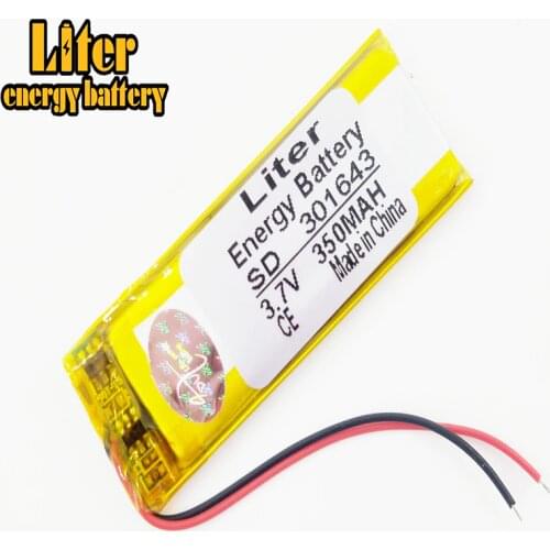 3.7V 350mAh 301643 Lithium Polymer Li-Po Rechargeable Battery power For Mp3 MP4 MP5 GPS PSP mobile bluetooth