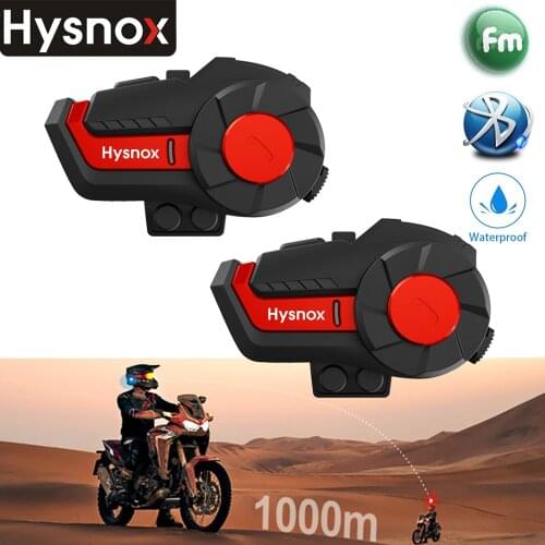 Hysnox 1000M Motorcycle BT Bluetooth Wireless Waterproof Helmet Intercom Headset FM Radio 3 Riders Motorbike Interphone