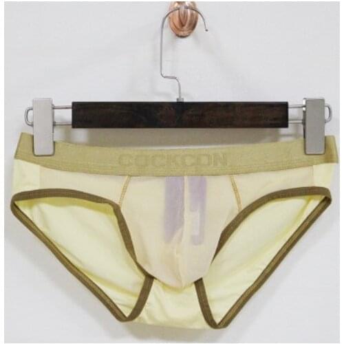 Brand COCKCON mesh sexy underwear mens grenadine briefs gay underwear sexy solid underwear gold belt underpants