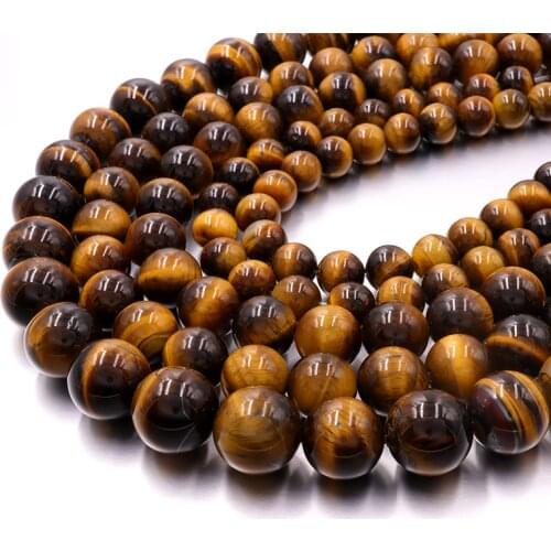 Natural AA brown tiger eye stone beads high quality smooth Round Loose perle Gemstone For Jewelry Making DIY Bracelet Necklace