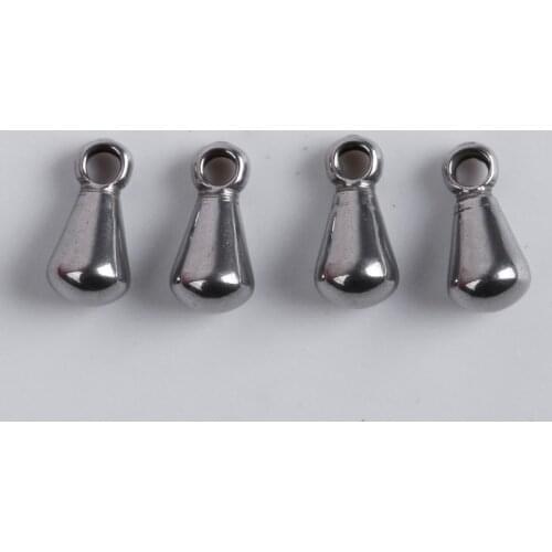 20Pcs/Lot 2.6*6.2mm Stainless Steel Water Drops End Beads Extender Tail Chain Charms For DIY Jewelry Making Accessories