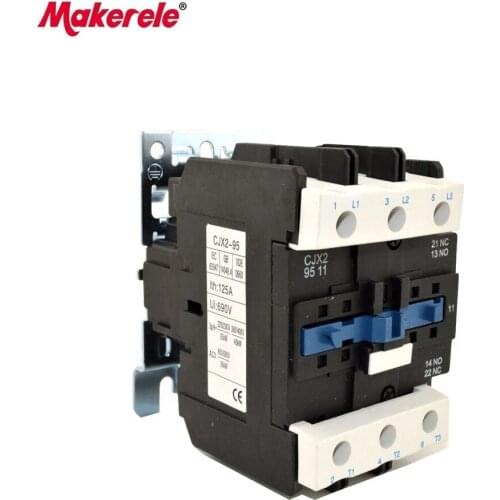 CJX2-9511 AC Contactor LC1 95A 3 Phase 3-Pole 220V 380V 110V 36V 24V 50/60Hz Din Rail Mounted AC Contactor