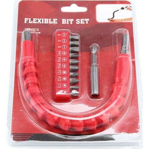 12pcs Electric Drill Universal Snake Bit Hex Shank Flexible Shaft Hose Screwdriver Drill Bits Soft Extension Rod Repair Tool