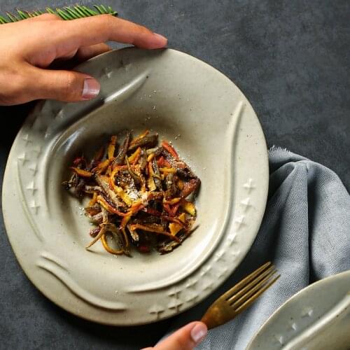 Hotel Ceramic Soup Bowl Plate Tableware Japanese Ramen Bowl Personalized Fruit Salad Dessert Bowl Creative Retro Tableware