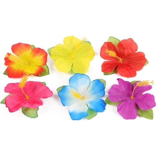 24pcs Arrtificial Hawaiian Hibiscus Floral Decor Fake Flowers for Party Wedding Decorations