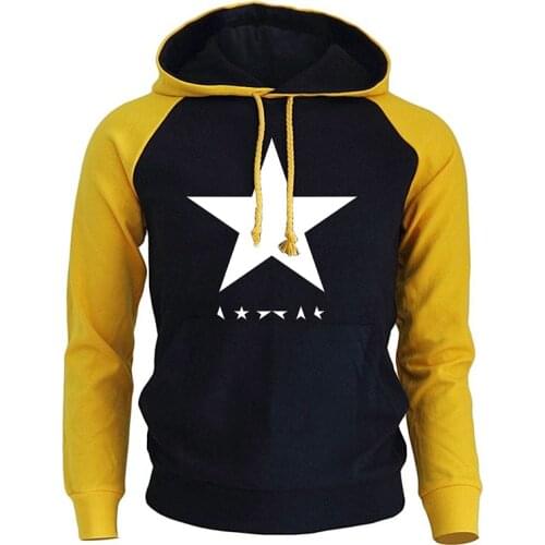 Fashion Hoodie Men 2018 Autumn Fleece Winter Raglan Mens Sweatshirts David Bowie Heroes Black Star Logo Print Harajuku Pullover
