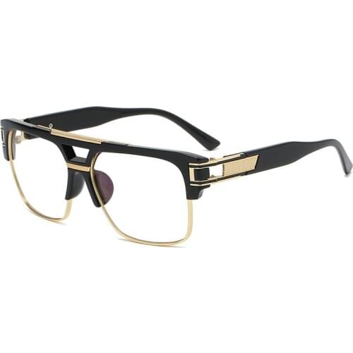 Mens Metal Large Square Frame Sunglasses Fashion Leopard Double Beam Eyeglasses Trend Ins Hipster Necessary Sun Glasses UV400
