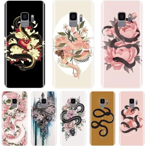 Soft Silicone Phone Case For Samsung Galaxy Note 9 8 5 4 Snake Flower Back Cover For Samsung Galaxy S5 S6 S7 Edge S8 S9 Plus