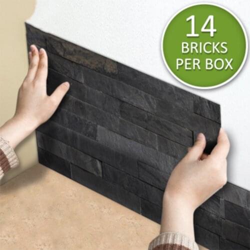 14pcs / setBlack brick pattern stickers DIY PVC self-adhesive kitchen bathroom home decoration waterproof stickers