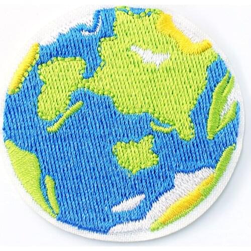 Earth (Size:5.0X5.0cm) DIY Cloth Patch Badge Embroidered Cute Badges Hippie Iron On Kids Cartoon Patches For Clothes Stickers