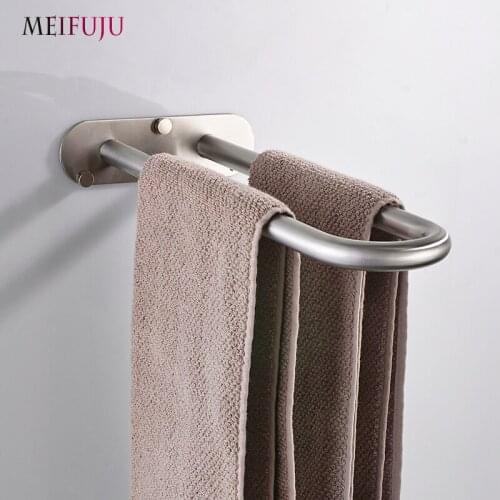 Nickel Brushed Towel Ring Holder SUS 304 Towel Rack Stainless Steel Bathroom Towel Rack Hanging Wall Mounted Double Bar Bathroom