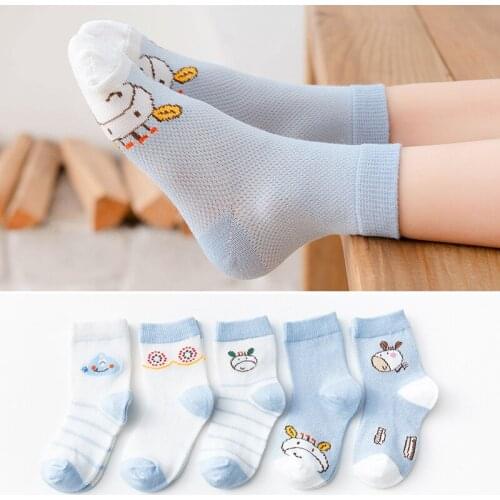 5 Pairs Newborn Toddler Baby Girl Boys Socks Cute Cartoon Socks For Children Soft Cotton Mesh Summer Kids Infant Socks 0-9 Yrs