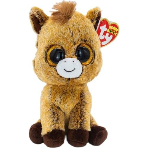 New Ty Beanie Big Eyes Soft Plush Stuffed Pea Animal Brown Horse Collection Cute Toy Doll Children Birthday Christmas Gift 15 CM