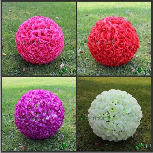 30 CM New Artificial Encryption Rose Silk Flower Kissing Balls Hanging Ball Christmas Ornaments Wedding Party Decorations