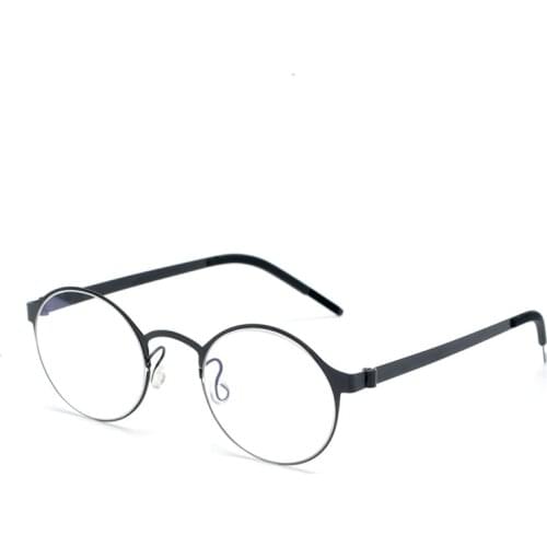 New Hand-made Titanium alloy Glasses Frame Men Vintage Round No Screw Eyewear Optical Prescription Brand Eyeglasses Frame Women