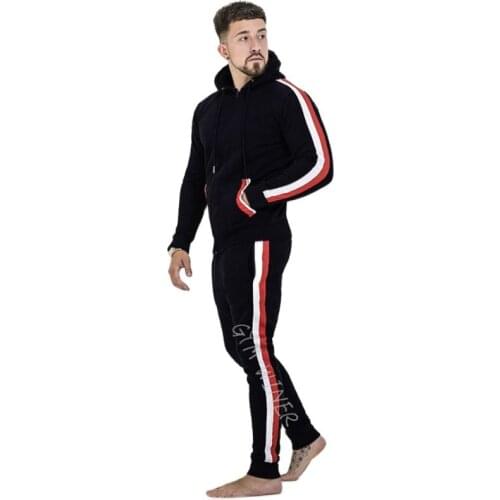 New Fashion Men Sports Suit Hoodie Mens Casual 2Pcs Sportswear Suit Gym Running Quick-dry Sports Set