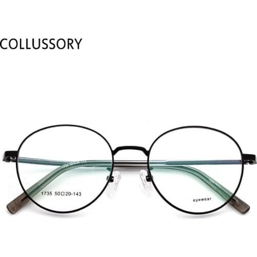 Glassess Eyeglasses Frame Metal Prescription Glasses Acetate Temple Round Vintage Students Boy Girl Alloy Frames Acetate Temple