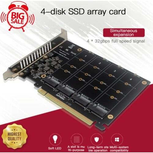 PCI-E Signal Split Array Card PH44 NVME 4 Disk Array Card Supports SSD/M.2 PCI-E Device Of M.2 NVME Protocol Of Hard Disk 4-disk
