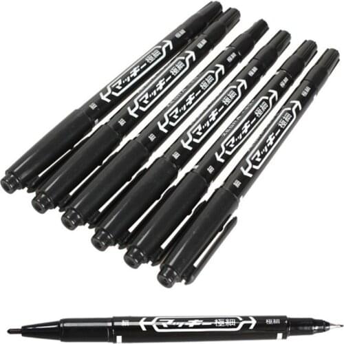 Twin Tip Permanent Marker Pen Fine Point Waterproof Thin Nib Crude Nib Black Ink Fine Color 0.5mm-2mm