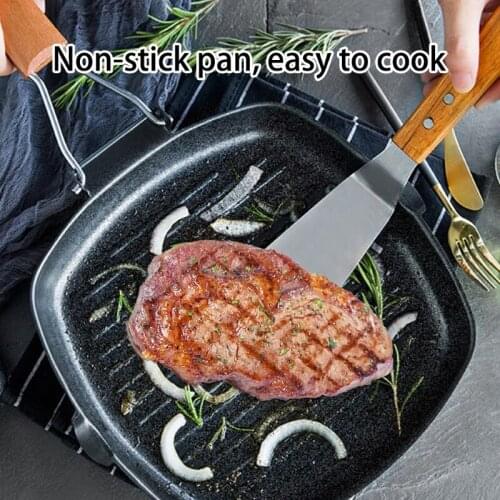 Portable Camping Pan Grilling Cookware Frying Pan with Folding Wooden Handle Durable and Non-Stick Cooking Equipment
