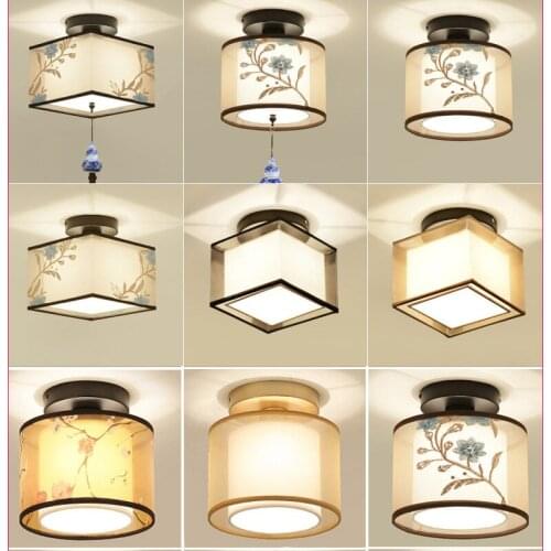 New Chinese Cloth Cover Ceiling Lamp Bedroom Study Corridor Hotel Lamps Living Room Decoration Celling Light