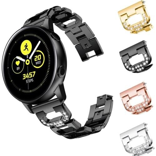 20mm Watchband Strap for Samsung Galaxy Watch Active 2 40mm/44mm Smart Bracelet Stainless Steel Alloy Band for Gear S2/Sport