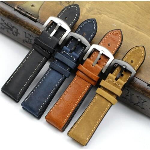 Black Blue Brown 20mm 22mm 24mm Genuine Leather+Silicone Rubber Watch Band Straps For Men Women Watchbands Waterproof Bracelet