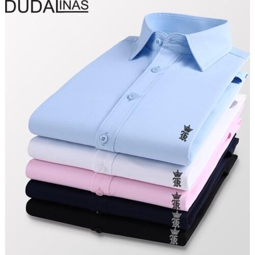 Dudalinas Sergio K Camisa Shirts Male Long Sleeved Solid Embroidery Slim Fit Mens Social Business High Quality Casual Men Shirt