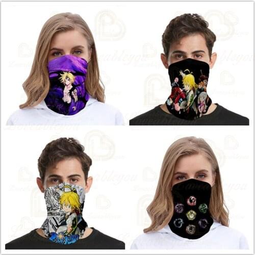 Scarf Neck Warmer Neck Gaiter Men Women The Seven Deadly Sins Print Half Face Head Bandanas Shield Headband Headwear