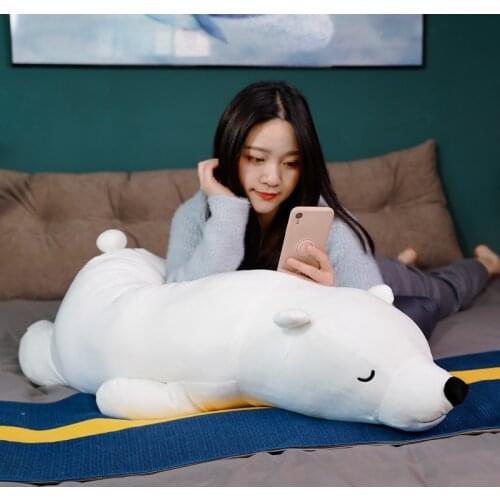 27/50/75cm Lovely Lifelike Animal Polar Bears Plush Toy Soft Bear Pillow Cute Back Cushion Kids Baby Girl Birthday Home Decor