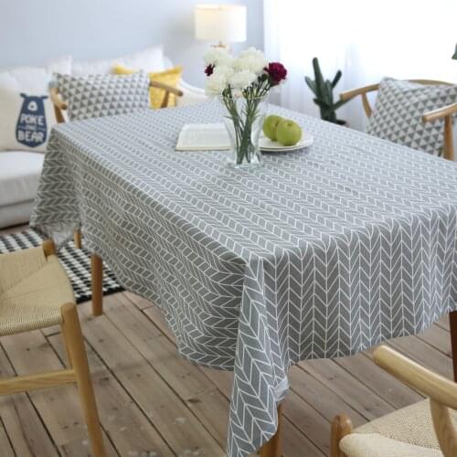 Grey Printed Linen Table Cloth For Home Dining Party Wedding Decoration Rectangular Desk Cabinet Dustproof Table Cover Nappe
