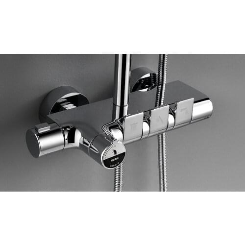 Piano button unique design wall mount brass chrome shower mixer thermostatic bath shower faucets