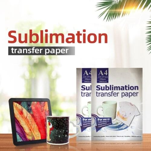 Sublimation Paper Heat Transfer Paper 100 Sheets A4 Size for All Inkjet Printer Shirts Hat Cap Mug Cup Printing Design