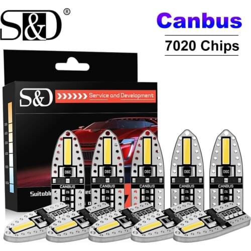 10Pcs W5W T10 LED Canbus 168 194 Bulb Car Interior Dome License Plate Auto Lamp Parking Wedge Side Reverse Super Bright Lights