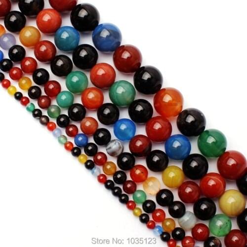 High Quality 4/6/8/10/12/14mm Smooth Natural Agates Stone Round Gems Loose Beads 15 Inch Creative Jewellery Making wj292