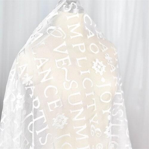2MX130cm High-grade English Alphabet Lace Fabric Wedding Dress Fabric Handmade diy Material Clothing Decoration Accessories L145
