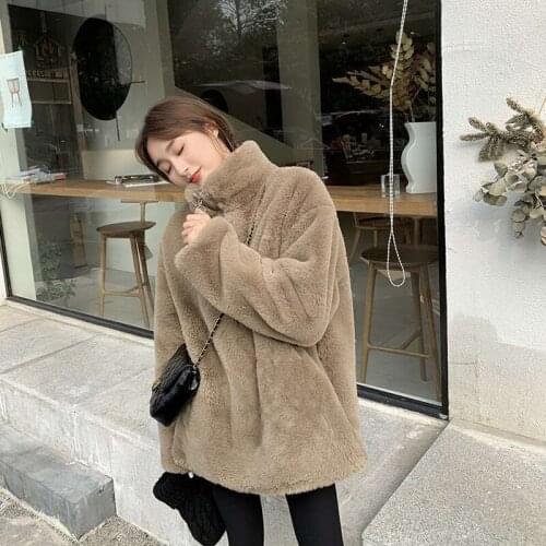 Bella Philosophy Turtleneck Furry Sweatshirt Winter Casual Plush Faux Fur Coat Vintage Thick Korean Zipper Keep Warm Hoodies Top