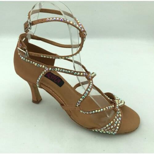 Hot Sale womens dance shoes latin ballroom tango shoes with rhinestones 6221DTN-crystal