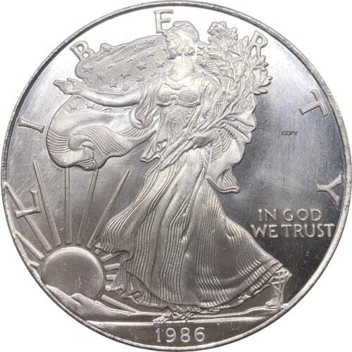 United States 1 Dollar American Silver Eagle Bullion Coin 1986 1986 S Plated Silver Commemorative Coin Copy coin