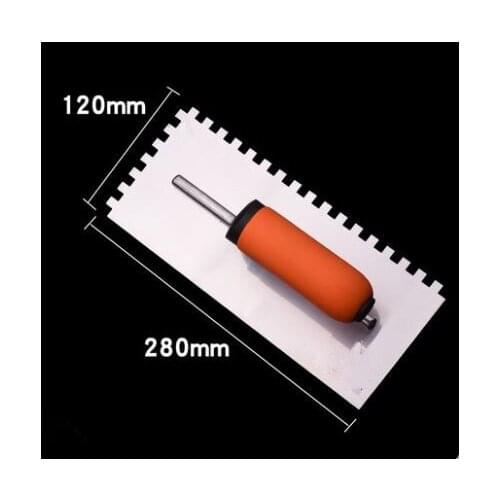 High quality 1PC 28x12cm Plastering Finishing Trowel Steel Blade Plastic Handle Notched Square Trowel