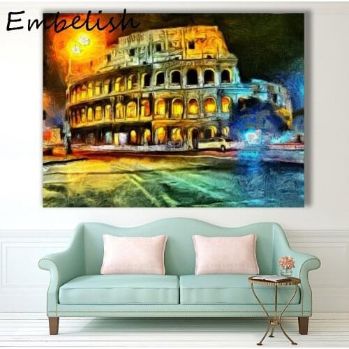 1 Pieces Bright Illumination Of Coliseum At Night Landscape HD Canvas Paintings For Living Room Modern Home Decor Wall Pictures