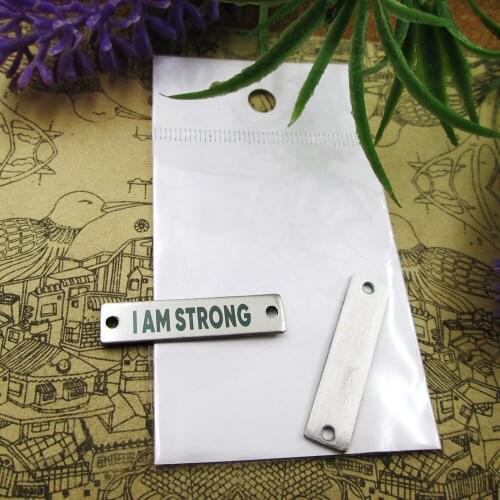 20pcs--"i am strong"stainless steel charms more style for choosing DIY Charms 30x7mm
