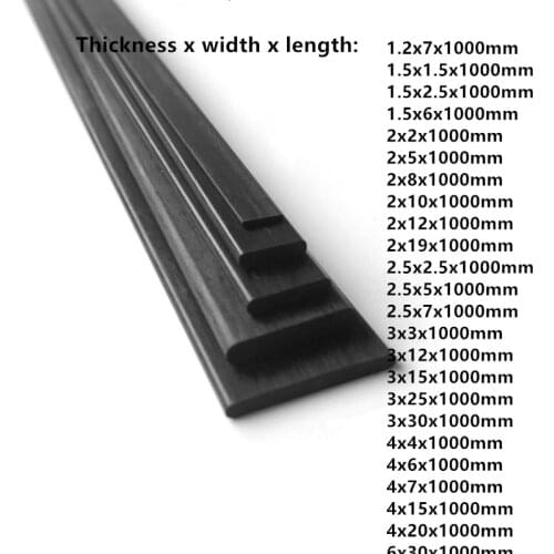 2pcs carbon fiber sheet: 1.2mm----6.0mm / carbon fiber rod / carbon strip / reinforcing sheet / carbon rod / length 1000mm