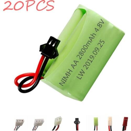 4.8v 2800mah NiMH Battery 4.8v Rechargeable Battery AA Battery Pack For Rc toys Cars Boats Tanks Robots Guns 20Pcs