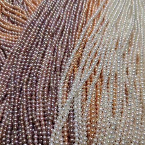 3mm Near Round Natural Freshwater Pearl Choker Necklace For Women DIY Fine Jewelry 38cm Single Strand